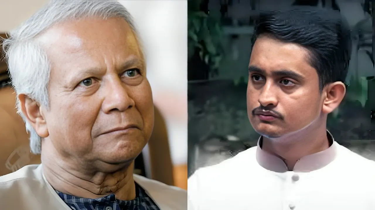 প্রধান উপদেষ্টা ড. মুহাম্মদ ইউনূস ও  এনসিপির মুখ্য সংগঠক (উত্তরাঞ্চল) সারজিস আলম। ছবি : সংগৃহীত