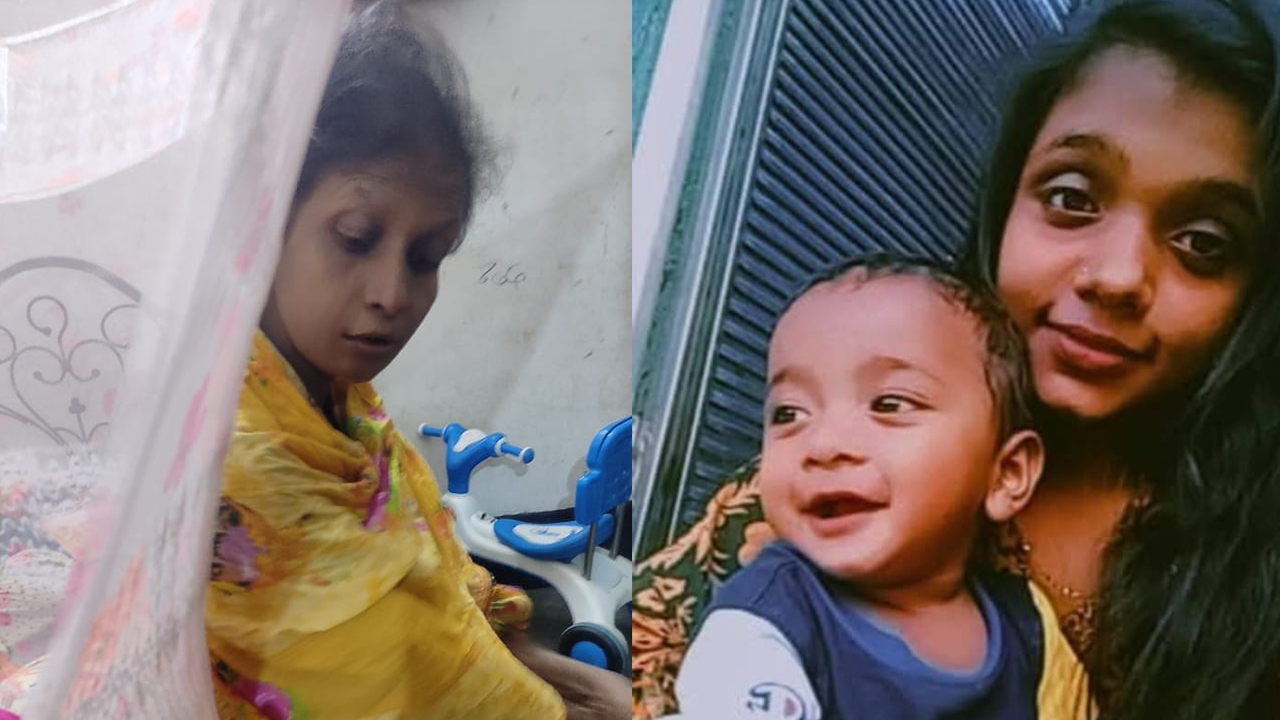 খুনের শিকার স্বপ্না আক্তার (ডানে) ও  লামিয়া আক্তারের সঙ্গে ছেলে আব্দুল্লাহ হাবিব। ছবি : কালবেলা