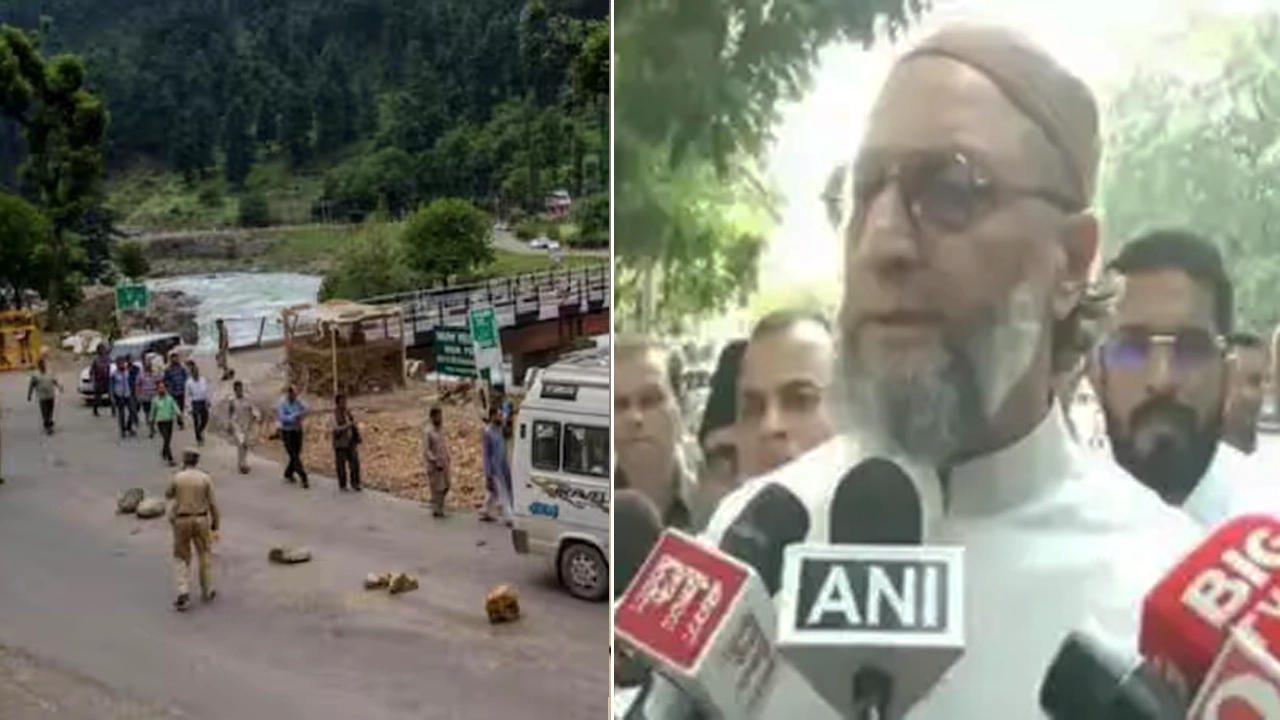 কাম্মীরে সন্ত্রাসী হামলা নিয়ে সাংবাদিকদের সামনে কথা বলছেন অল ইন্ডিয়া মজলিস-ই-ইত্তেহাদুল মুসলিমিনের সভাপতি আসাদউদ্দিন ওয়াইসি। ছবি : সংগৃহীত