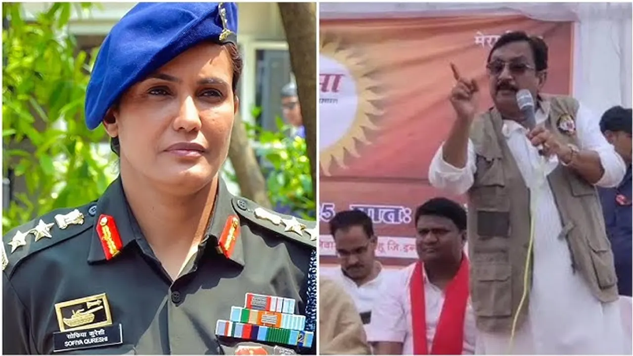 কর্নেল সোফিয়া কুরেশি এবং মধ্যপ্রদেশের বিজেপি মন্ত্রী বিজয় শাহ। ছবি : সংগৃহীত