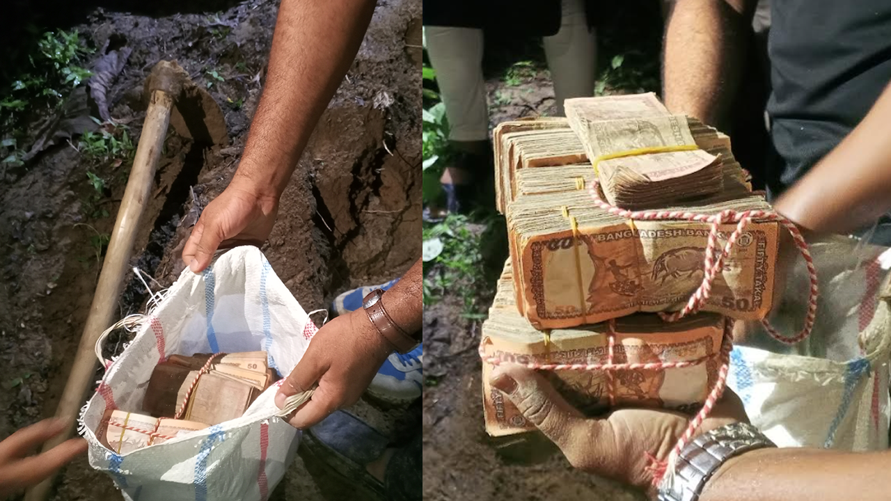 পুলিশের পৃথক অভিযানে উদ্ধার করা ডাকাতির টাকা। ছবি : কালবেলা