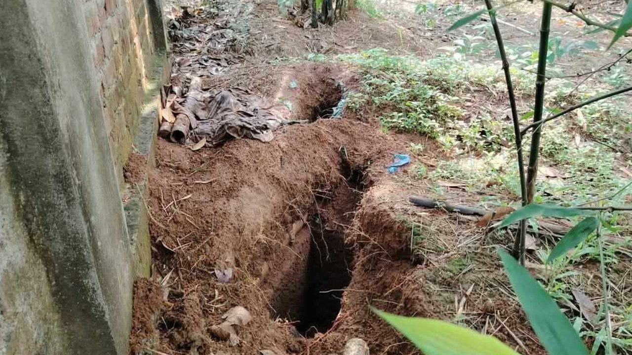 ময়মনসিংহে কবর খুঁড়ে কঙ্কাল চুরি। ছবি : কালবেলা
