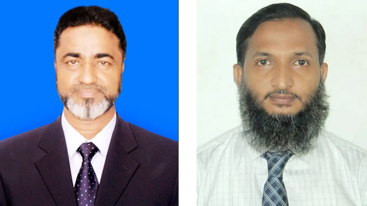 বাঁ থেকে সভাপতি মোহাম্মদ কমরুদ্দিন ও সাধারণ সম্পাদক খালেদ রায়হান। ছবি : কালবেলা