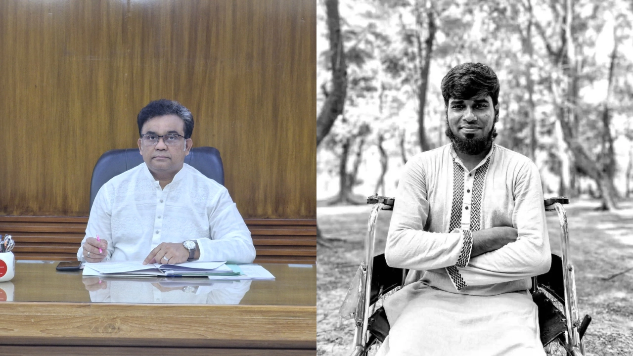 উপাচার্য অধ্যাপক ড. মোহাম্মদ কামরুল আহসান ও শিক্ষার্থী জোবায়ের হোসাইন। ছবি : সংগৃহীত