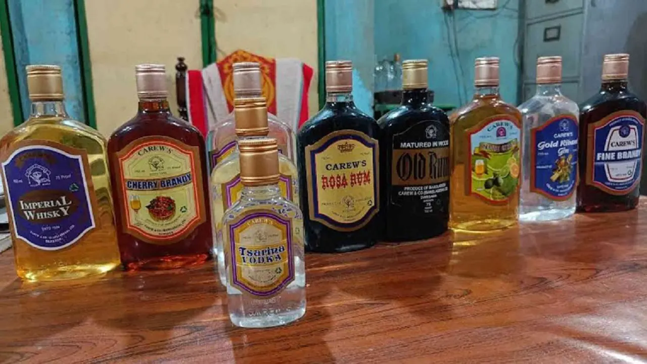 চুয়াঙ্গার কেরু অ্যাং কোম্পানি উৎপাদিত মদ। পুরোনো ছবি