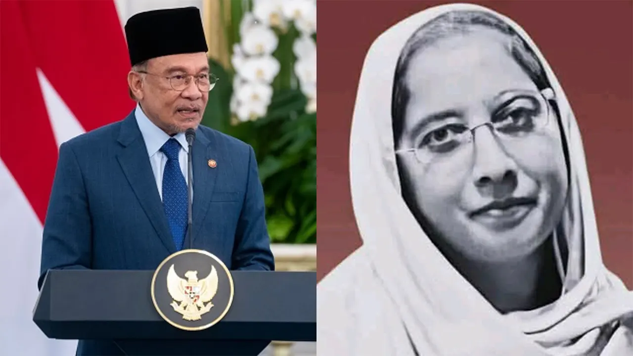 বাঁ থেকে মালয়েশিয়ার প্রধানমন্ত্রী আনোয়ার ইব্রাহিম ও শিক্ষক মাহরিন চৌধুরী। ছবি : সংগৃহীত