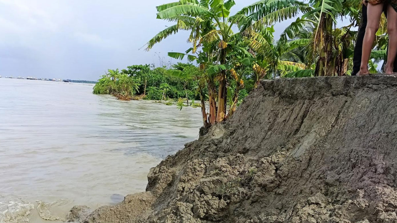 বেড়িবাঁধ ভেঙে প্লাবিত বিস্তীর্ণ অঞ্চল। ছবি : সংগৃহীত