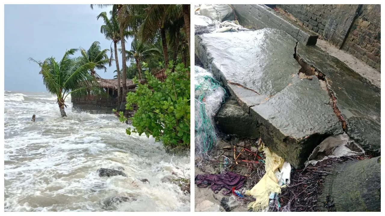 উত্তাল সাগরের জোয়ারের পানিতে প্লাবিত হয় সেন্টমার্টিন। ছবি : কালবেলা