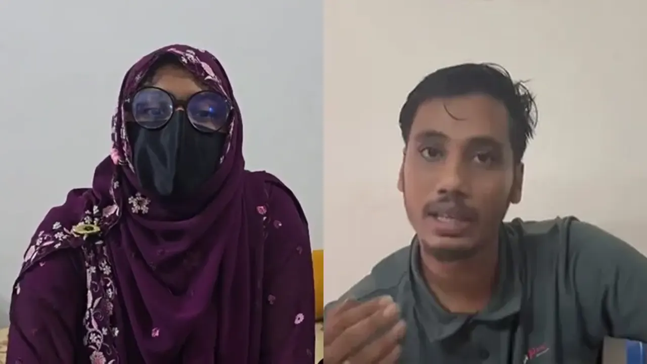 জানে আলম অপুর স্ত্রী আনিসা (বামে) এবং জানে আলম (ডানে)। ছবি : ভিডিও থেকে সংগৃহীত
