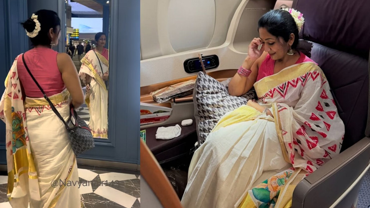 মাথায় জুঁই ফুলের মালা গুঁজে ছবি শেয়ার করেন অভিনেত্রী নব্য নায়ার। ছবি : সংগৃহীত
