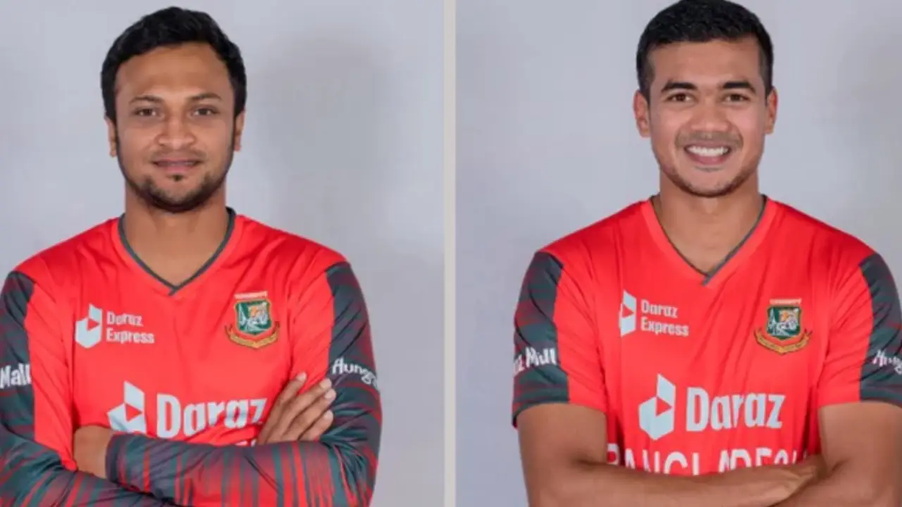 সাকিব আল হাসান ও তাসকিন আহমেদ। ছবি: সংগৃহীত
