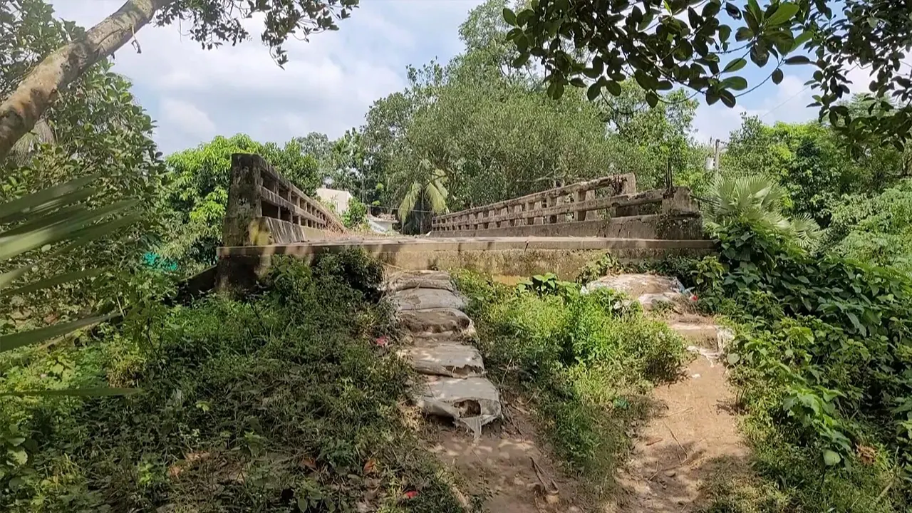 ঙ্গুর নদীর ওপর নির্মিত সেতুটি প্রায় দুই দশক ধরে ব্যবহারের অনুপযোগী অবস্থায় পড়ে আছে। ছবি : কালবেলা