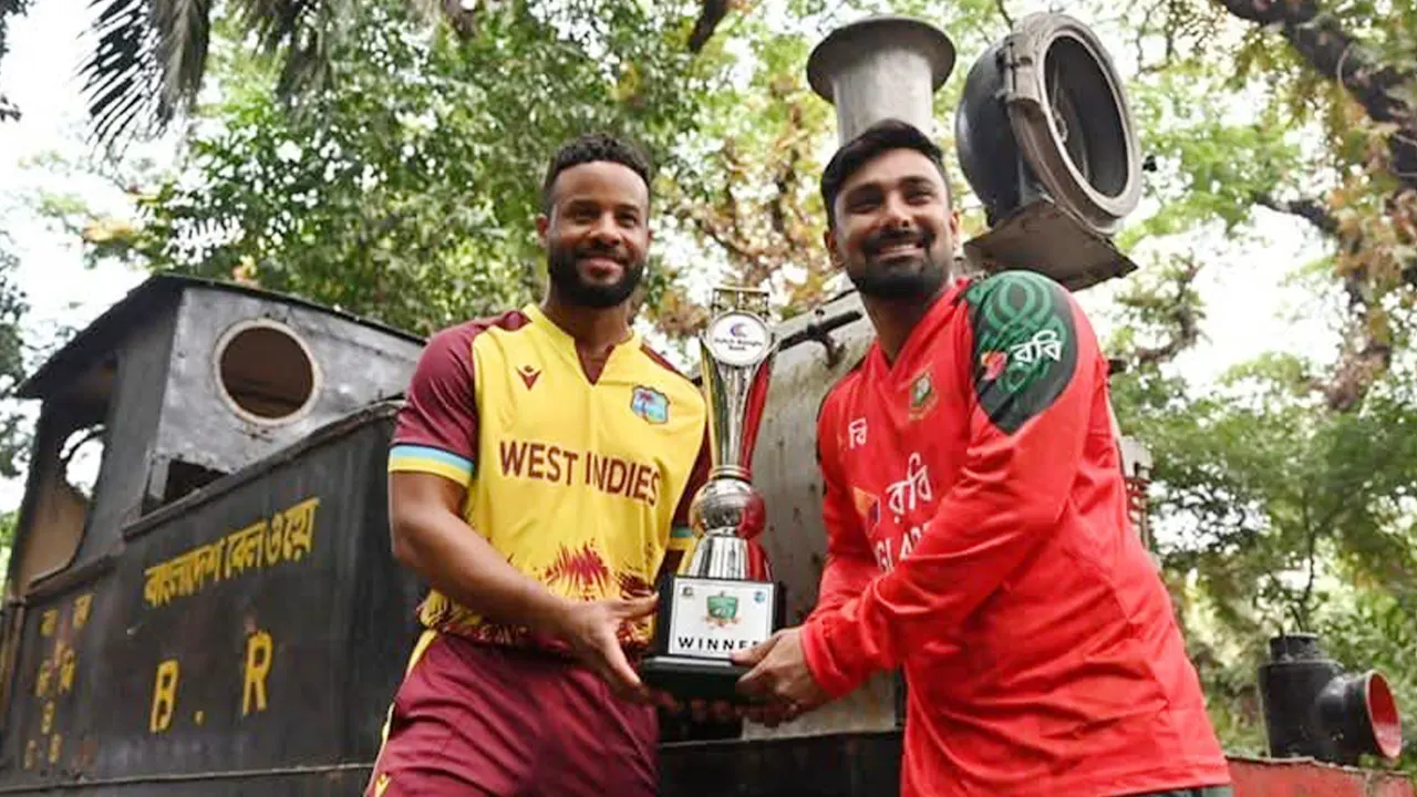 উন্মোচিত হলো বাংলাদেশ-ওয়েস্ট ইন্ডিজ টি-টোয়েন্টি সিরিজের ট্রফি