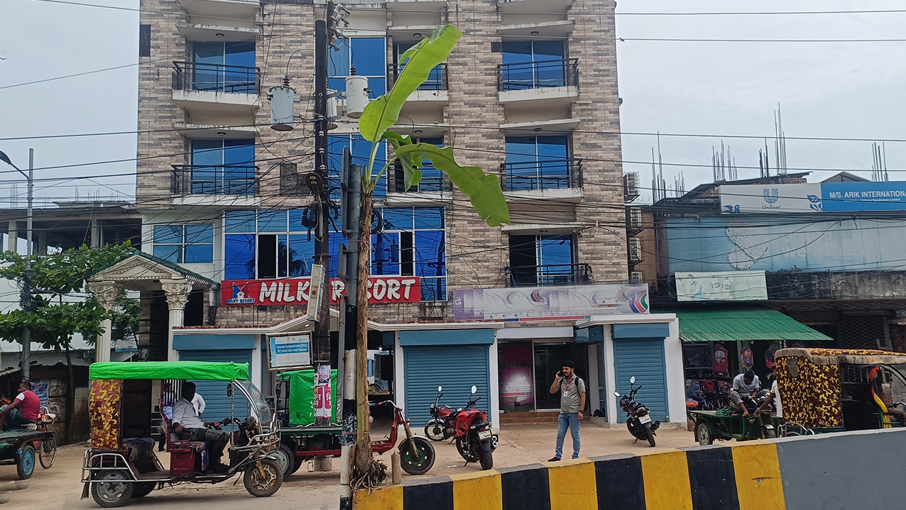 কক্সবাজার-৪ আসনে সড়কে কলাগাছ দিয়ে প্রতিবাদ