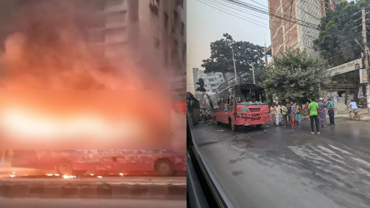 ভোরে রাজধানীতে দুই বাসে আগুন