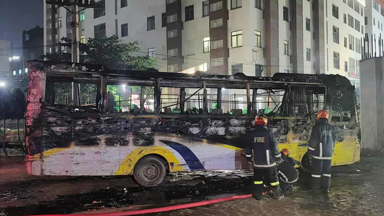 আশুলিয়ায় বাসে আগুন, চিৎকার করতেই গুলি