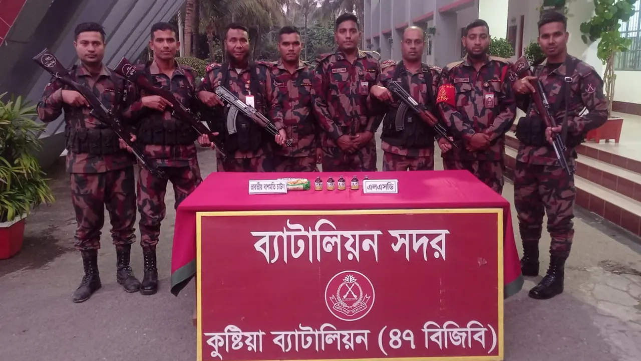 কুষ্টিয়ায় ২ কোটি ৬২ লাখ টাকার মাদক ও চোরাচালানি পণ্য জব্দ