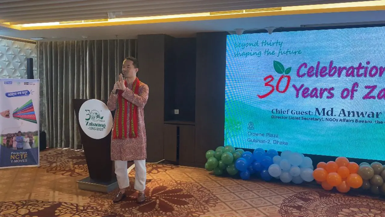 জাবারাং -এর বর্ষপূর্তি উদযাপন অনুষ্ঠানে বক্তব্য দেন এনজিওবিষয়ক ব্যুরোর পরিচালক (যুগ্মসচিব) মো. আনোয়ার হোসেন। ছবি ; সৌজন্য