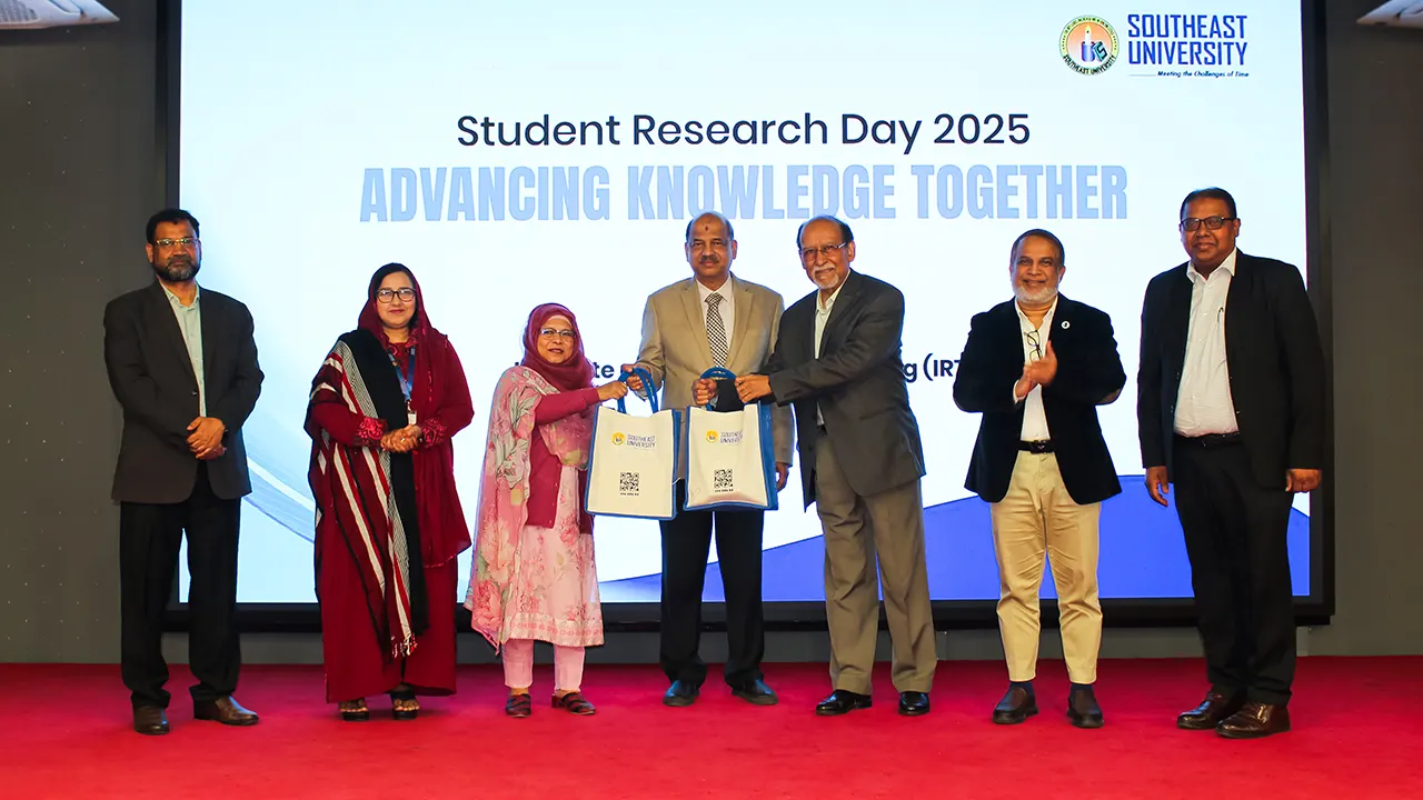 সাউথইস্ট ইউনিভার্সিটির ইনস্টিটিউট অব রিসার্চ অ্যান্ড ট্রেনিং (আইআরটি) স্টুডেন্ট রিসার্চ ডে-২০২৫ অনুষ্ঠিত হয়েছে। ছবি : সংগৃহীত