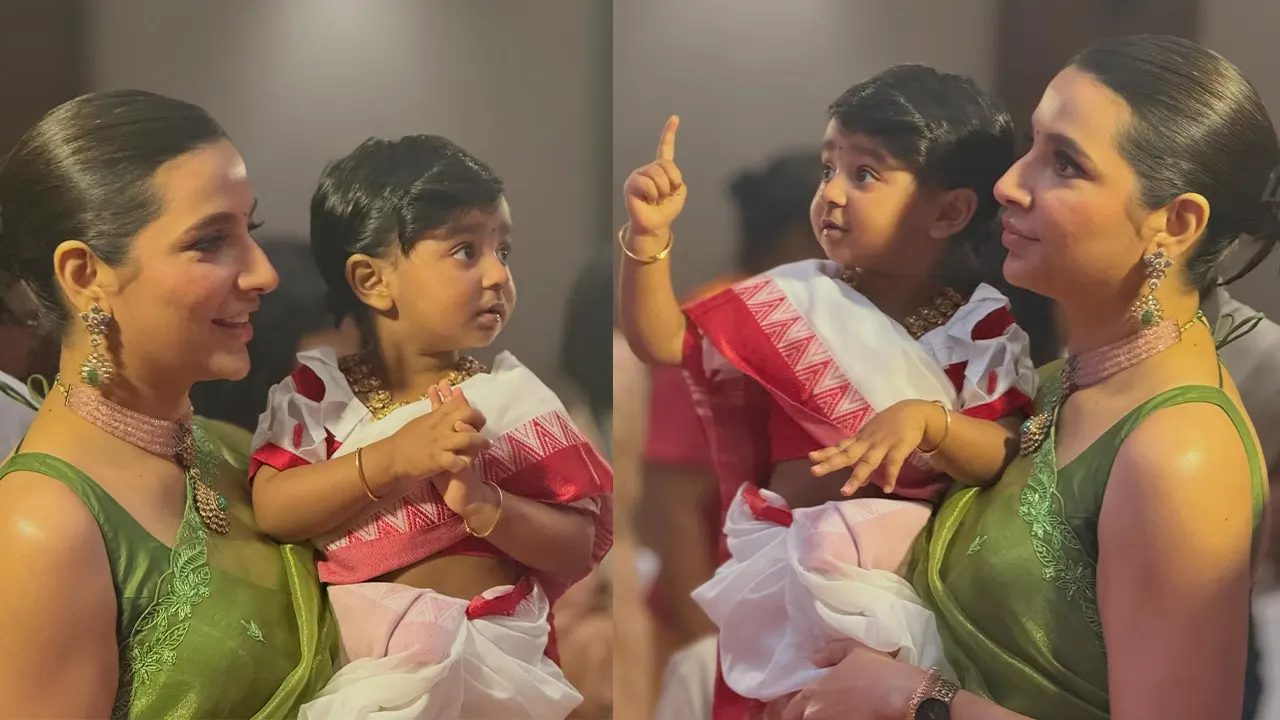 মায়ের সঙ্গে পূজায় ইয়ালিনি