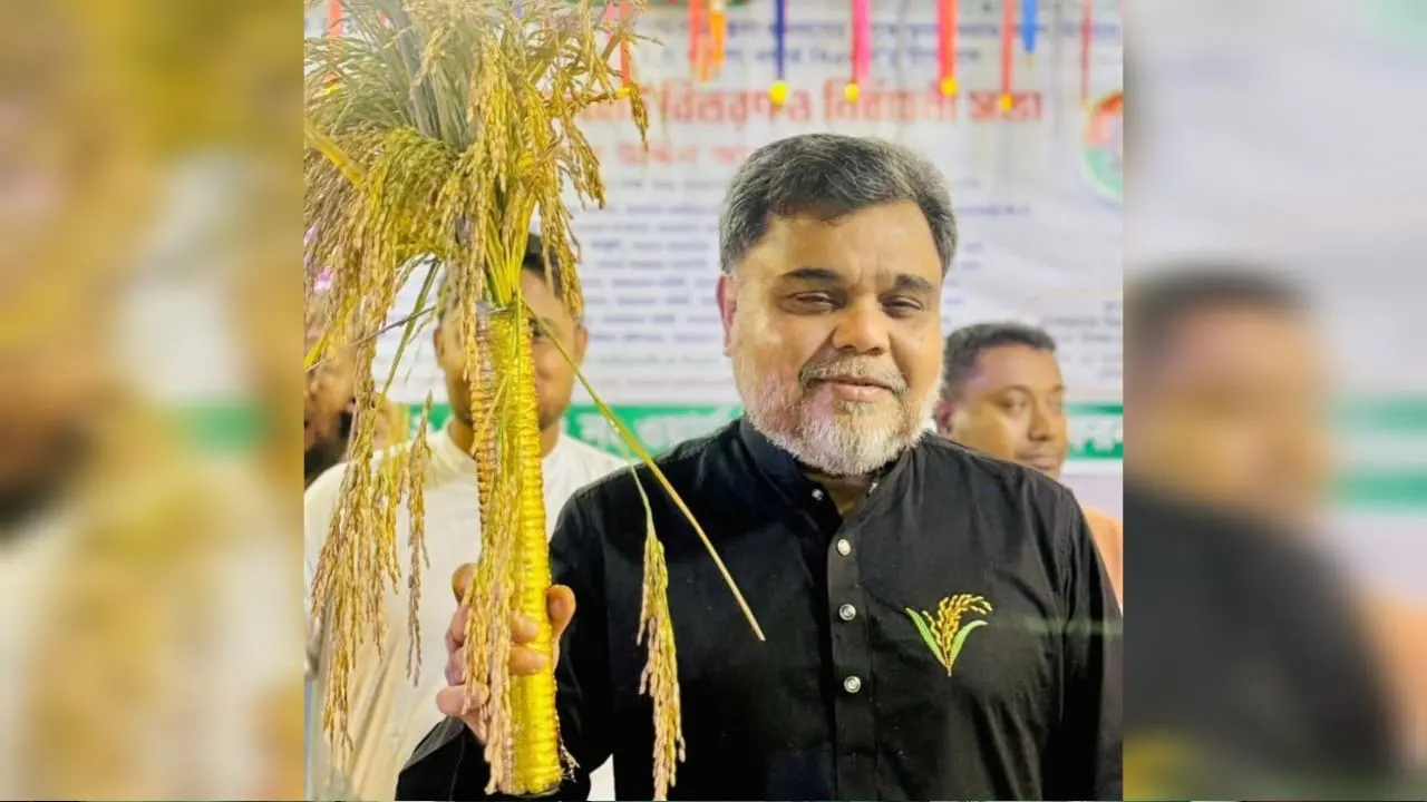 মৌলভীবাজার-১ আসনে বিজয়ী নাসির উদ্দিন মিঠু। ছবি : কালবেলা