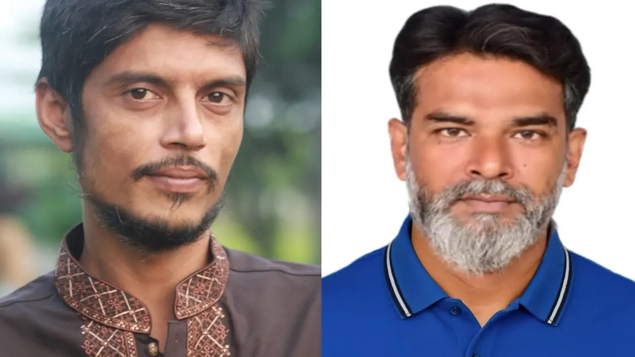 বা থেকে রংপুর জেলা যুবদলের যুগ্ম সাধারণ সম্পাদক আকিবুল রহমান মনু ও যুবদল নেতা গালিব। ছবি : কালবেলা