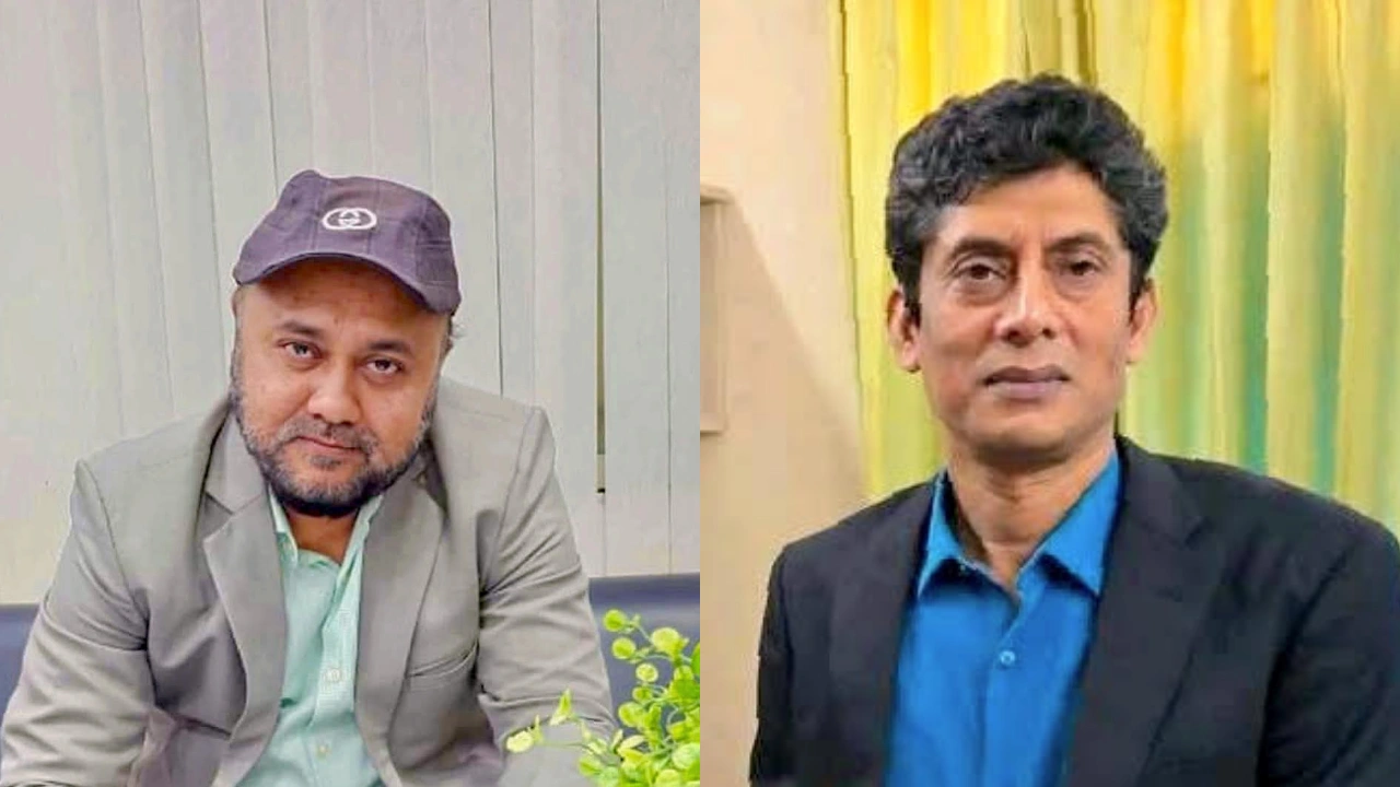 বাঁ থেকে অধ্যাপক ড. এসএম কামরুজ্জামান ও ড. এএইচএম খুরশীদ আলম। ছবি : সংগৃহীত
