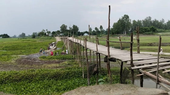 জামালপুরের মাদারগঞ্জে সড়ক না থাকায় ভোগান্তিতে অন্তত ১৫ গ্রামের মানুষ। ছবি : কালবেলা
