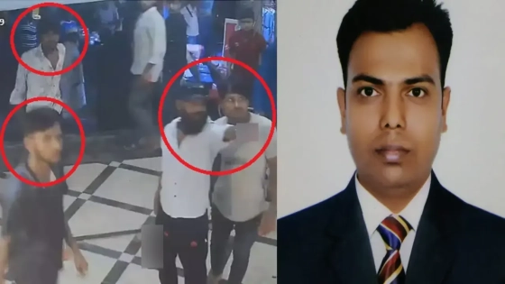 গাজীপুর নগরের চান্দনা চৌরাস্তা এলাকায় ধারালো অস্ত্র নিয়ে দাঁড়িয়ে আছে কয়েকজন সন্ত্রাসী, পাশে নিহত সাংবাদিক তুহিন। ছবি : সংগৃহীত