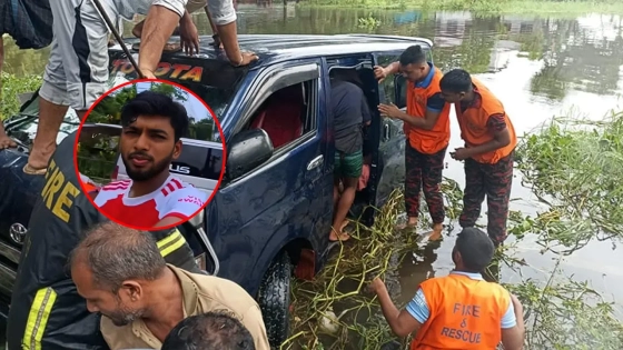 মাইক্রোবাস খালে পড়ে একই পরিবারের ৭ জন নিহত। ইনসেটে চালক এনায়েত হোসেন (লাল চিহ্নিত)। ছবি : সংগৃহীত