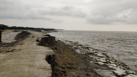 লক্ষ্মীপুরে নদীর বুকে হারিয়ে যাচ্ছে একের পর এক জমি। ছবি : কালবেলা
