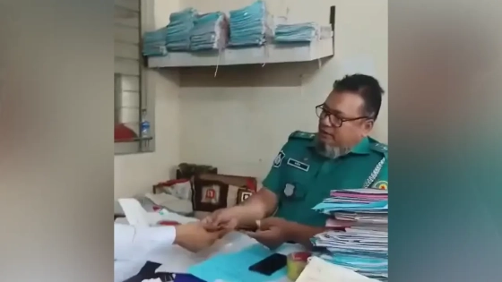 চট্টগ্রামে পুলিশ কর্মকর্তার ঘুষ নেওয়ার চিত্র। ছবি : ভিডিও থেকে নেওয়া
