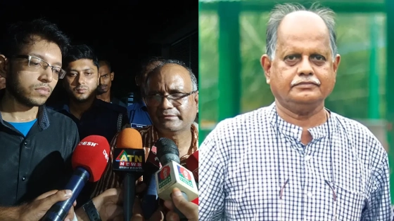সাংবাদিক বিভুরঞ্জন সরকারের লাশ শনাক্তের পর কথা বলেন ভাই চিররঞ্জন সরকার ও ছেলে ঋত সরকার। ছবি : কালবেলা