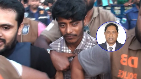 গ্রেপ্তার আসাদুল আলী আসাদ। ইনসেটে নিহত ডা. এ এইচ এম আমিরুল ইসলাম। ছবি : সংগৃহীত