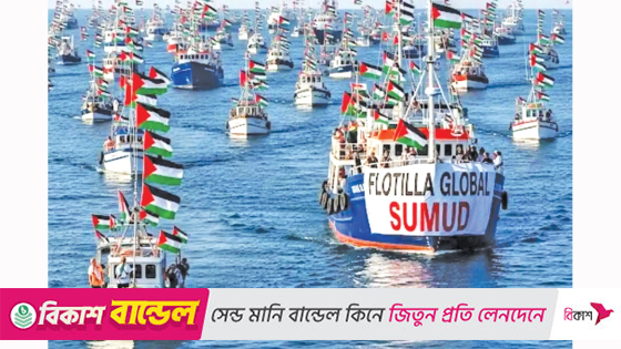 হামলার পরও গাজার পথে এগোচ্ছে ত্রাণবাহী নৌবহর